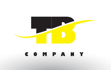 TB T B Black and Yellow Letter Logo with Swoosh.