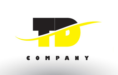 TD T D Black and Yellow Letter Logo with Swoosh.