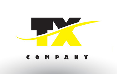 TX T X Black and Yellow Letter Logo with Swoosh.