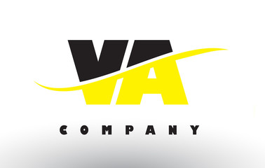 VA V A Black and Yellow Letter Logo with Swoosh.