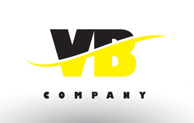 VB V B Black and Yellow Letter Logo with Swoosh.