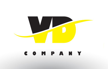 VD V D Black and Yellow Letter Logo with Swoosh.