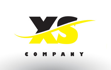 XS X S Black and Yellow Letter Logo with Swoosh.