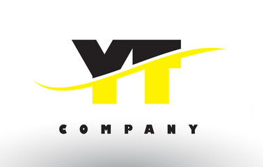 YT Y T Black and Yellow Letter Logo with Swoosh.