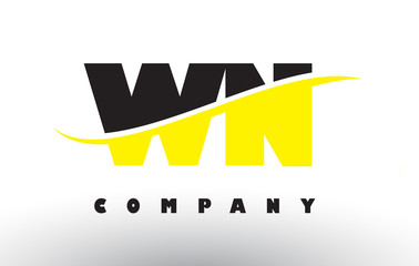 WN W N Black and Yellow Letter Logo with Swoosh.