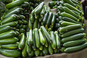 Fresh zucchini squash at the market