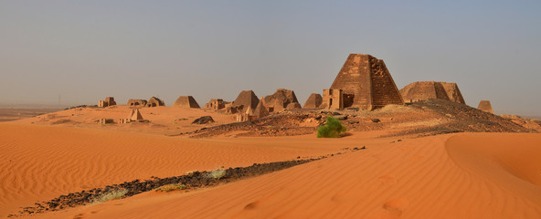 Panorama of Nubian Pyramids in Sudan - obrazy, fototapety, plakaty