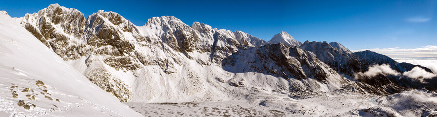 Peaks in the High Tatra mountains in winter.