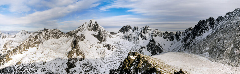 Peaks and valleys in the snow.