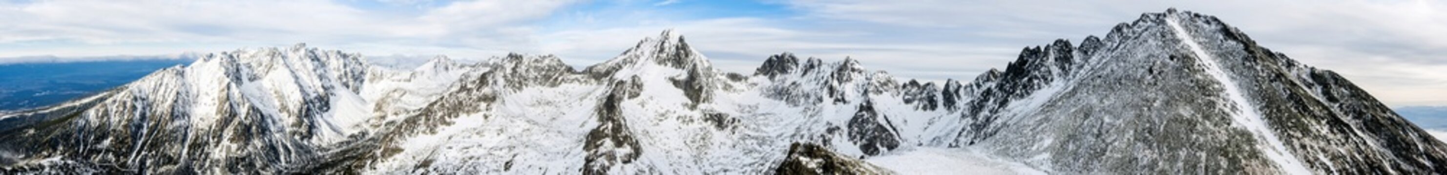 Jagged ridges in the High Tatras in winter.