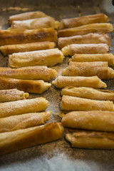 Cheese stuffed filo dough rolls