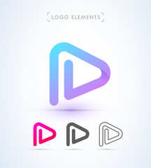 Play letter p icon. Music and video logo elements