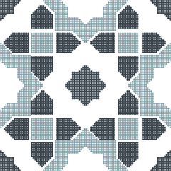 Fototapeta na wymiar Halftone colorful seamless retro pattern Islam star geometry cross