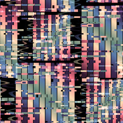 Materiał do szycia Retrofuturistic seamless pattern with glitch design. Cyberpunk background. Digital gradient print. Textile print for bed linen, jacket, package design, fabric and fashion concepts.