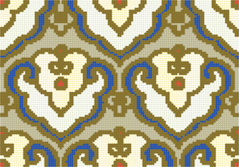 Halftone colorful seamless retro pattern Japanese curve spiral cross round geometry frame