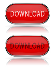 DOWNLOAD red buttons. Pair of normal and active icons