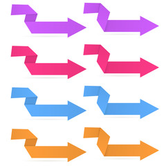Colored arrows. Origami folded paper