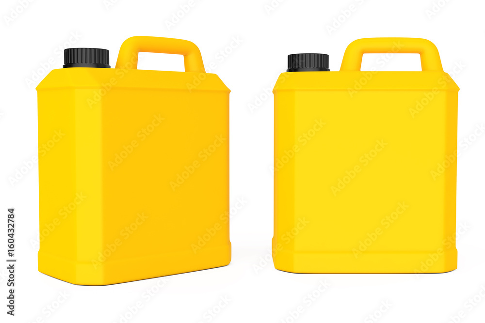 Poster yellow plastic blank container. 3d rendering