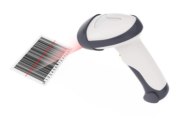 Wireless Manual Bar Code Reader that Read a Bar Code with Laser Light. 3d Rendering