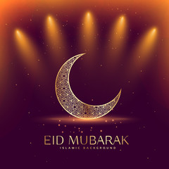Plakat beautiful eid mubarak festival with crescent moon