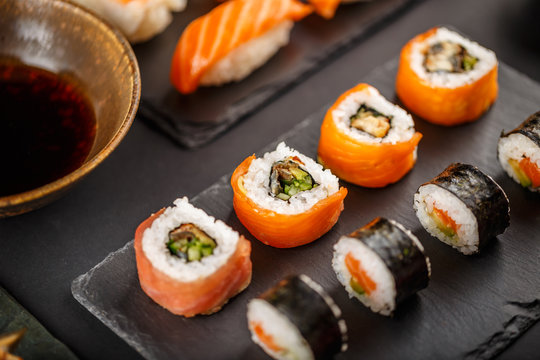 Delicious sushi rolls
