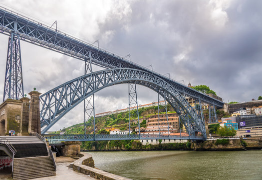 View at the bridge of Luis I. in Porto ,Portugal