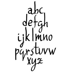 Hand drawn dry brush font. Modern brush lettering. Grunge style alphabet. Vector illustration.