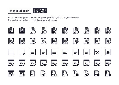 File and Document Icon.Material Outline Icons set for website and mobile app ,Pixel perfect icon, Editable Stroke.