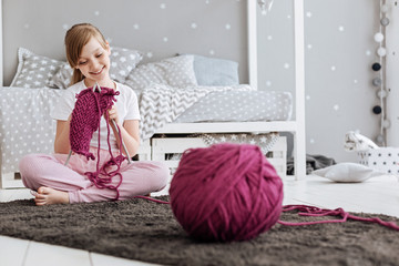Incredible girl creating something with her own hands