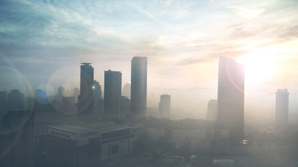 Fototapeta premium Office high building under sunset