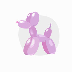 Classic balloon dog. Vector illustration of cute cartoon bubble animal in softness pink color isolated on white background. Design element for logo, card, t-shirt print, invitation, accessories