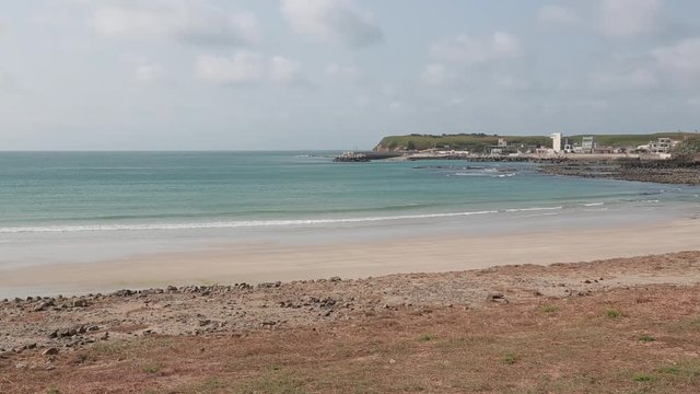 Coast of Penghu Island, Taiwan. The tide is low. Penghu Island is an outlying archipelago located in the Taiwan Straits between Taiwan and China.