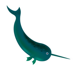 narwhal  cartoon character vector  © Artsergei