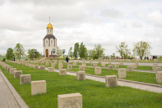 Volgograd. Russia. 9 May 2017. The Orthodox chapel on the military cemetery memorial on Mamayev Hill in Volgograd