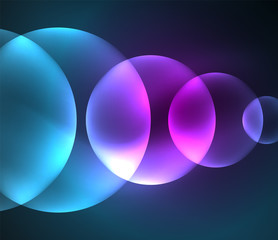 Glowing shiny overlapping circles composition on dark background