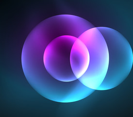 Glowing shiny overlapping circles composition on dark background