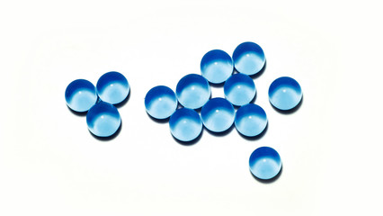 Blue jelly balls as group in closeup view