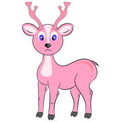 deer  cartoon character vector, pink 