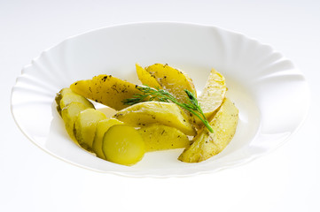 Baked potatoes with pickles