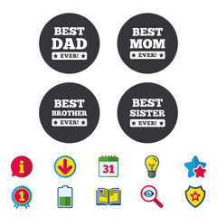Best mom and dad, brother, sister icons.