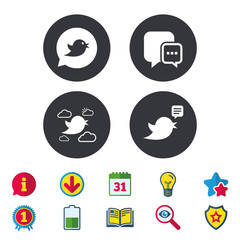 Birds icons. Social media speech bubble.