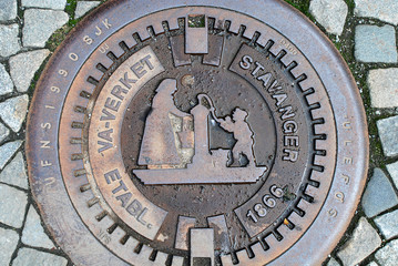Original old Gully cover in Stavanger, Norway