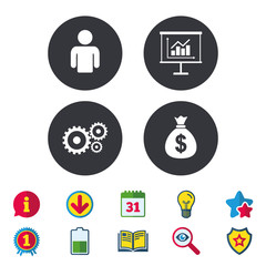 Business signs. Human and presentation board.