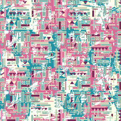 Obraz premium Decorative grunge geometric pattern. Vector