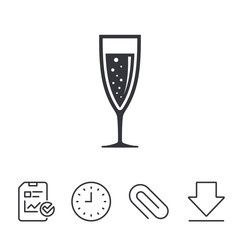 Glass of champagne sign icon. Alcohol drink.