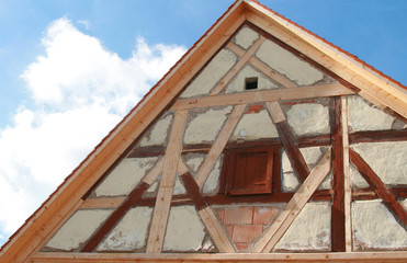 restoration of a timber-framed gable