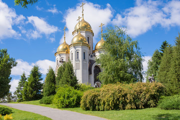 Fototapeta na wymiar Volgograd. Russia - June 3rd 2017. The Church of All Saints at Mamayev Kurgan in Volgograd