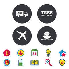 Cargo truck, shipping. Free delivery service.