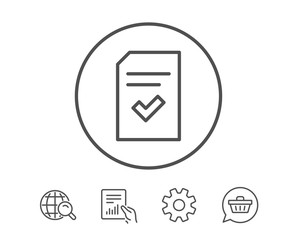 Checked Document line icon. File sign.