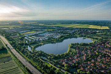 Panorama flight over the east of Hamburg Germany